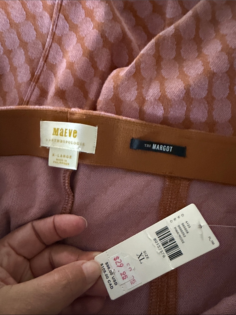 Maeve The Margot Pink/ Orange Pant (Anthropologie)